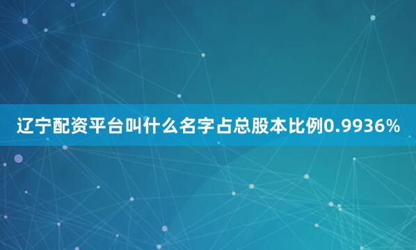 辽宁配资平台叫什么名字占总股本比例0.9936%